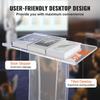 Acrylic Podium, 47" Tall, Clear Acrylic Podium Stand with Wide Reading Surface & Storage Shelf, Floor-standing Clear Pulpits Acrylic for Church Office