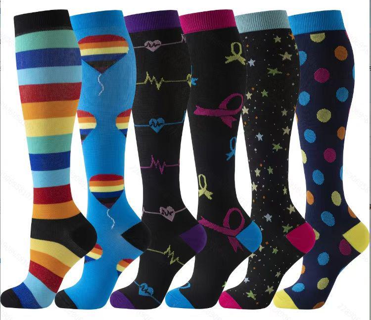 Herbst Damen Europäische & Amerikanische Sport Kniehohe Kompressionssocken, Hochelastische Schlankheits-Wadensocken