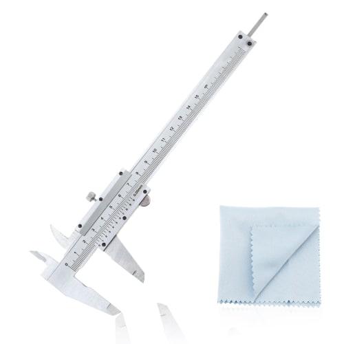 Smgda Vernier Caliper Set, 150mm, 0.05mm, Carbon Steel, for Inner/Outer Diameter/Depth/Step Measurements, Multi-Function Caliper with Soft Cleaning Ca