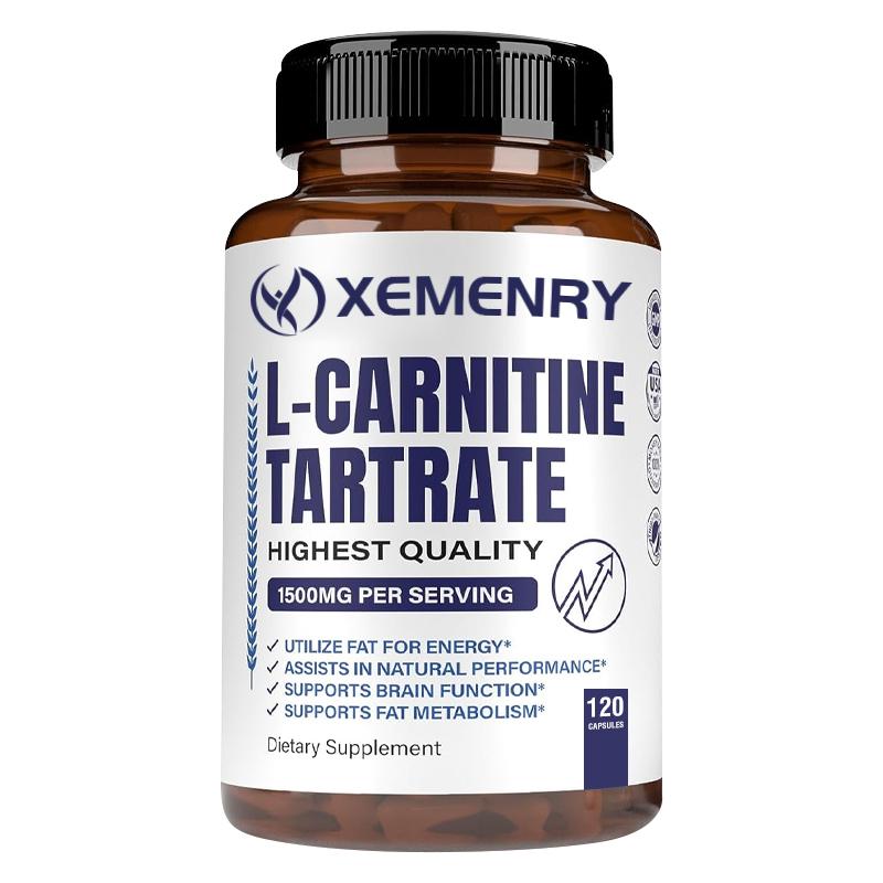 

Premium L-carnitine blend capsules help with muscle growth, metabolism, relieve fatigue, and promote energy production. Vegan. 120