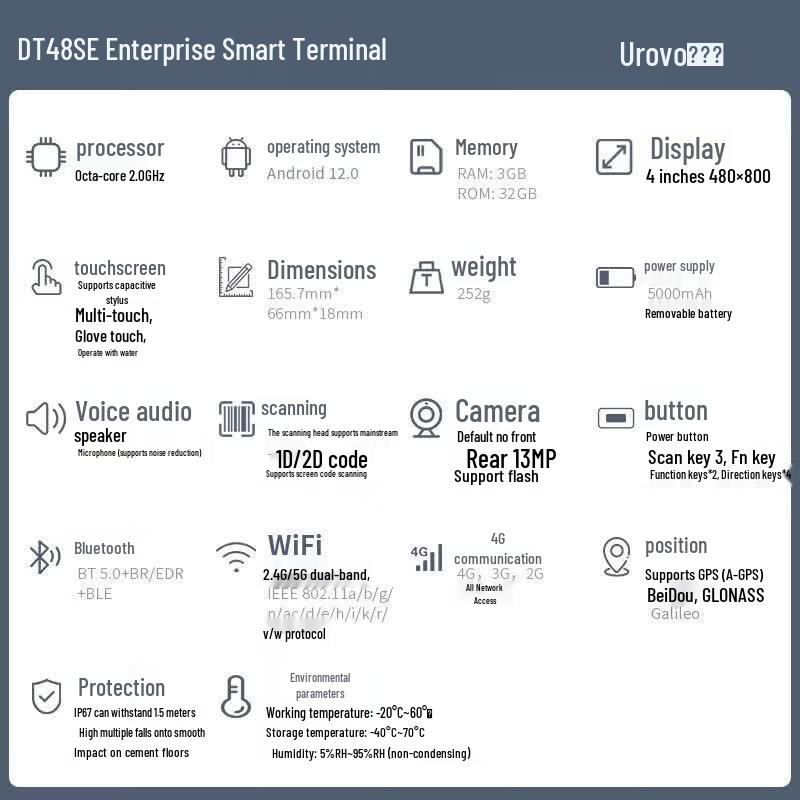 UROVO DT48SE Enterprise Android PDA Terminal