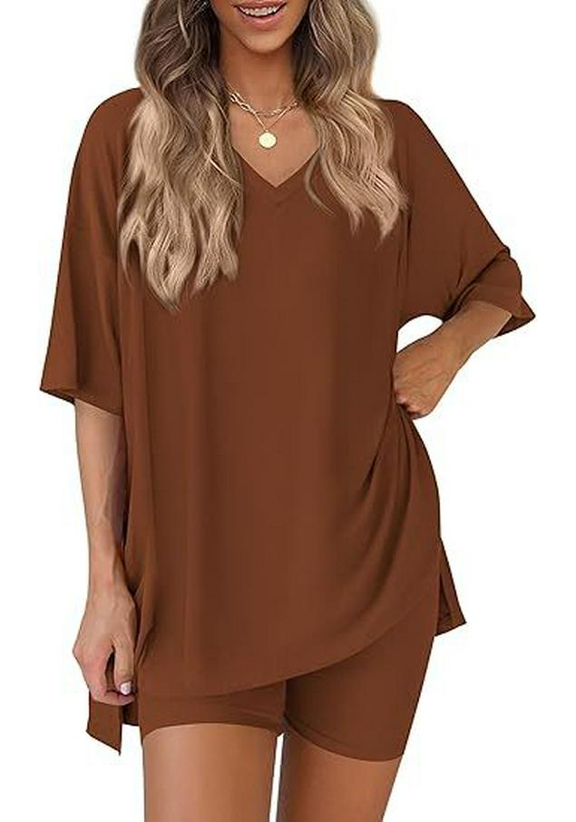 Women's Casual V-neck T-shirt & Shorts Homewear Set, 2026 Collection: Comfortable and Stylish 