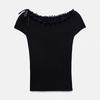 French Bow, Niche Knitted Short-sleeved T-shirt, Versatile Off-the-shoulder Top