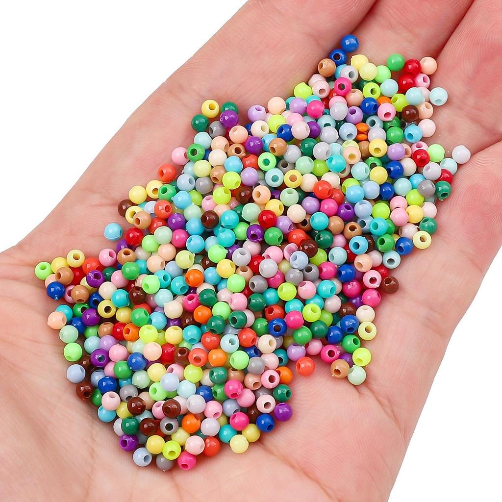 1800Pcs Acrylic Beads Solid Colored Round Loose Spacer Beads for Jewelry Making DIY Bracelets Necklace