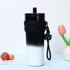 High-Capacity Stainless Steel Thermos with Ceramic Liner and Lanyard - Straw-Equipped Ice-Buster for Outdoor and Car Use