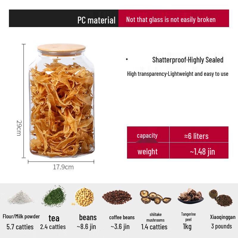 Octagonal PC Food Storage Jar with Wooden Lid