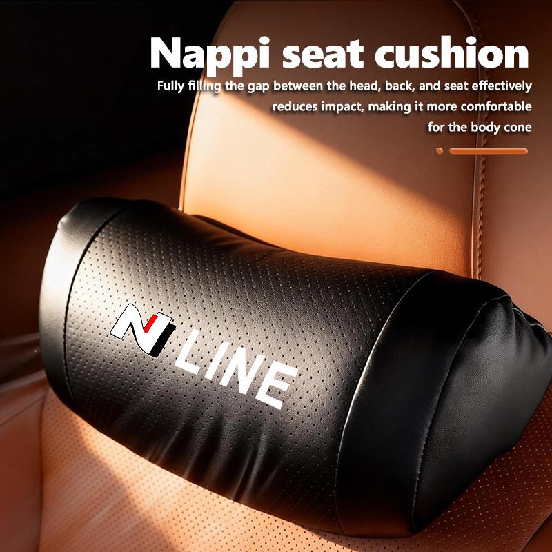 For Hyundai Car Leather Headrest Neck Head Support Pillow Cushion Rest Tool Accessories N Line i20 i30 Sonata Tucson Azera HH52