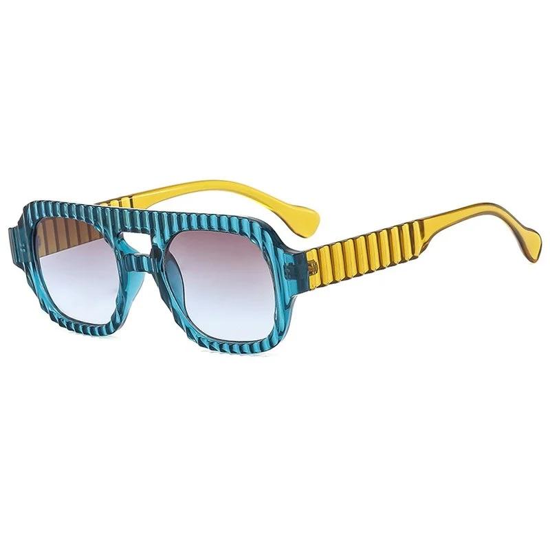 Vintage Double Beams Rectangle Sunglasses Women Men Designer Retro Small Frame UV400 Protection Sun Glasses
