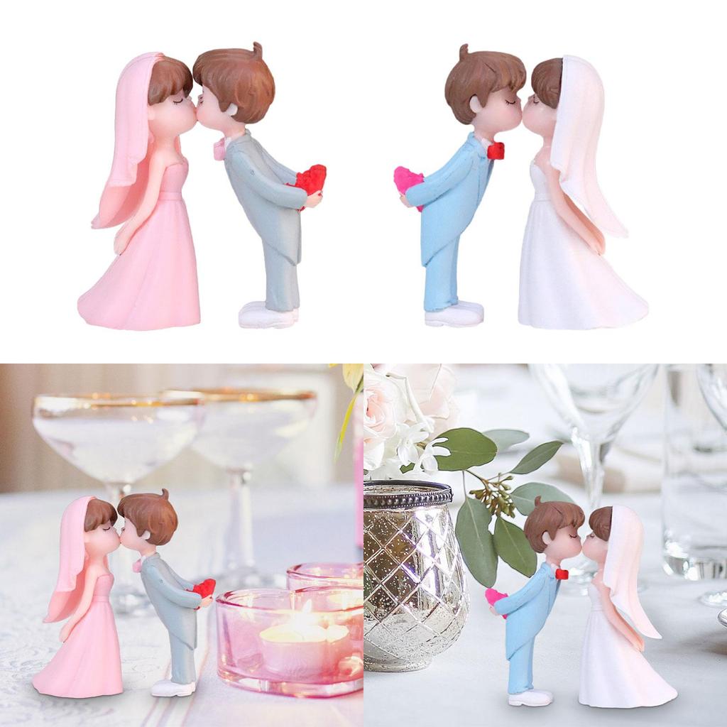 Charming Wedding Cake Topper Featuring Miniature Bride and Groom