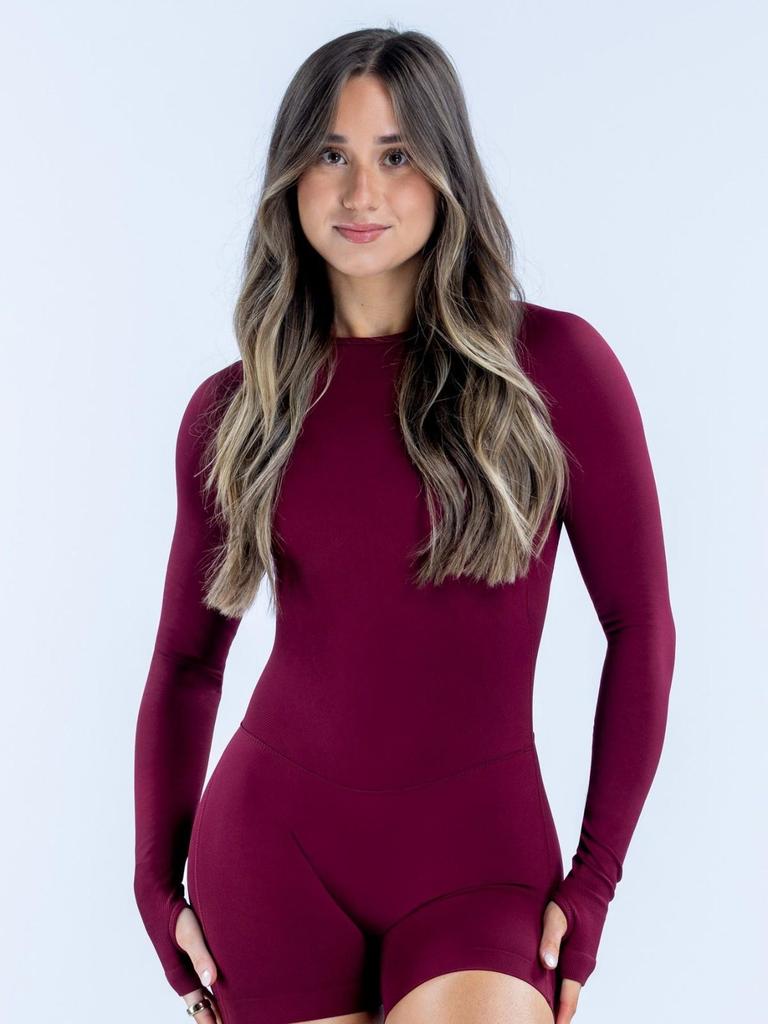 New Backless Long Sleeve Hip-Lifting Bodysuit & Shorts Yoga Set for Women