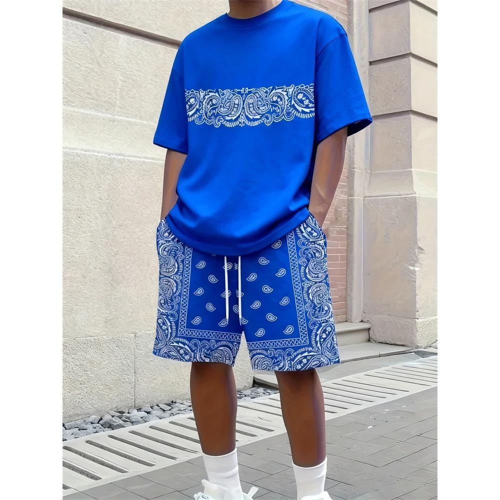 Frühling Sommer Herren Einfache Basketball-bedruckte Rundhals-T-Shirts Shorts Modisch Bequem Atmungsaktiv Kurzärmelige Sportbekleidung