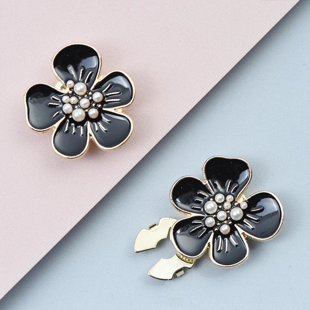 2Pcs Women Shirt Button Cover Cufflinks Cute Peach Blossom Buttons Faux Pearl Sleeve Button Women Fashion  Jewelry Decoration