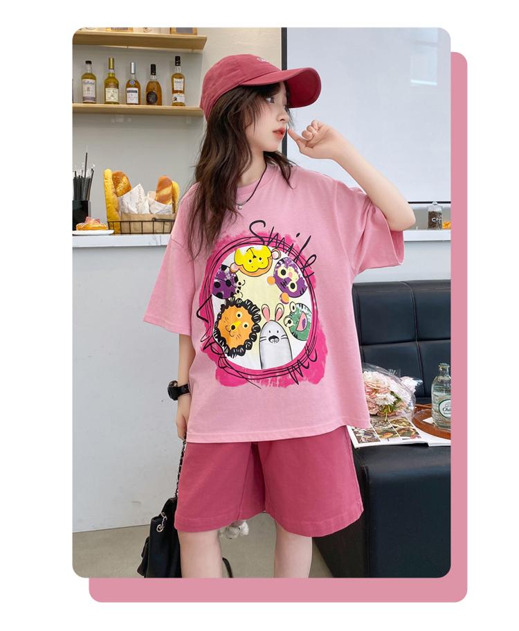 Girls' shorts set, summer new style, children's wear, summer wear, sports girl, big girl, stylish summer style, short sleeved two-piece set
