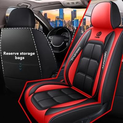 2PCS Universal PU Leather Car Seat Covers Durable Fully Surrounded Cushion Single Seat Driver And Passenger Seat Cover Vehicle