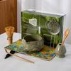 4-8pcs Cherry Blossom gradient pink Matcha Bowl with Matcha Whisk Set Japanese Tea Set Includes Matcha Bowl with Spout