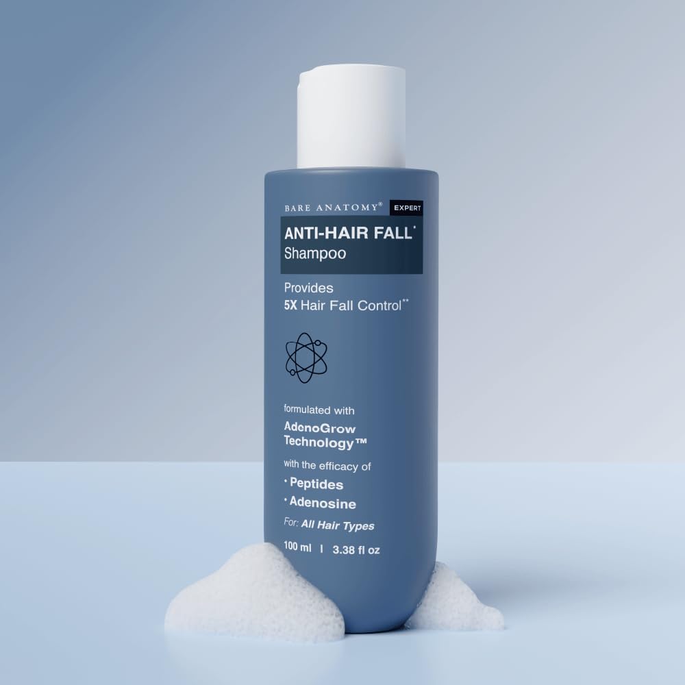 Bare Anatomy Anti-Hair Fall Shampoo | Provides 5x Hair Fall Control | pH 4.6 | Adenosine & Peptides | Strengthens Weak Roots & Reduces Breakage | S