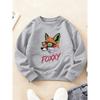 Kids Crewneck Long Sleeve Sweatshirt, Cool Trendy Glasses Fox FOXXY Pet Print