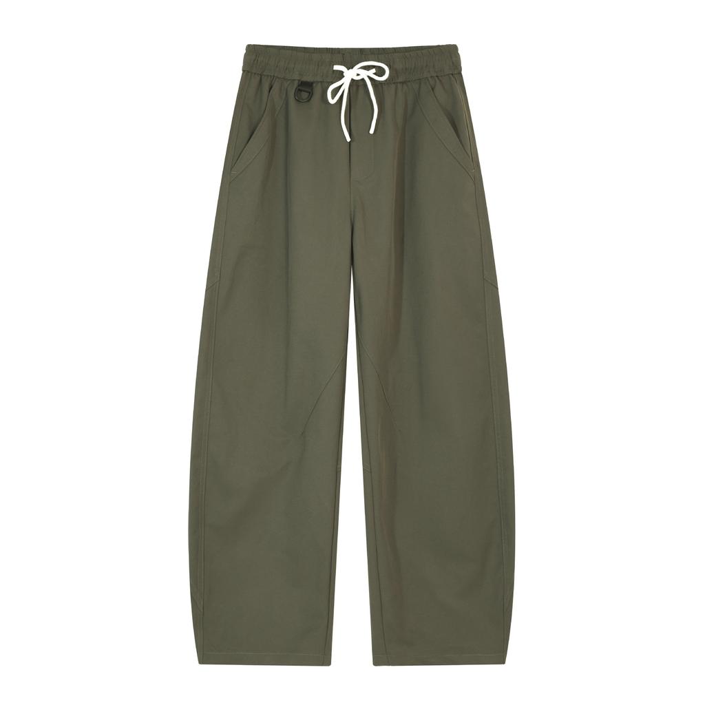 Minger | American retro trendy brand loose wide-leg scimitar pants men's solid color splicing design sports casual pants