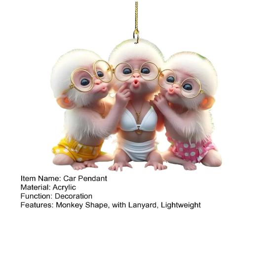 Car Pendant Cartoon Pouting Monkey Charm Acrylic Pendant Lightweight 2D Backpack Auto Accessory Car Decoration