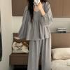 Pigiama da ragazza dolce e carino in pizzo, Pantaloni da donna a maniche lunghe con fiocco per primavera e autunno, Servizio da casa, Può essere indossato all'esterno