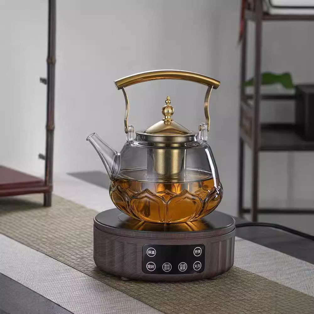 Large Capacity Thickened High Borosilicate Glass Product Boiling Teapot Smoke Grey Tea Brewing and Health Preservation Teapots