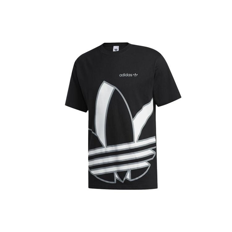 adidas originals Large Logo Printing Sports Round Neck Short Sleeve Black Men s GH9489 S