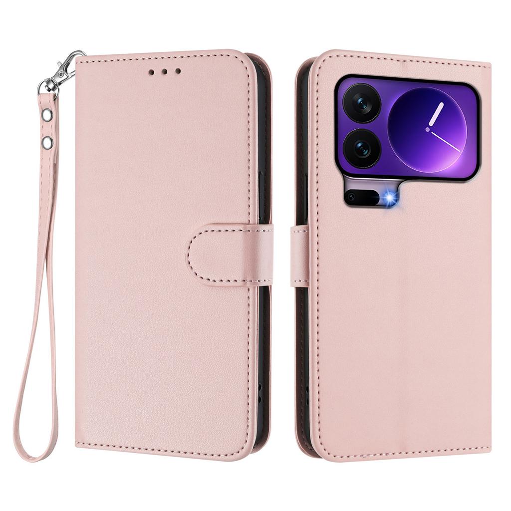For Xiaomi 17 Pro Leather Case Wallet Stand Phone Cover with Wrist Strap