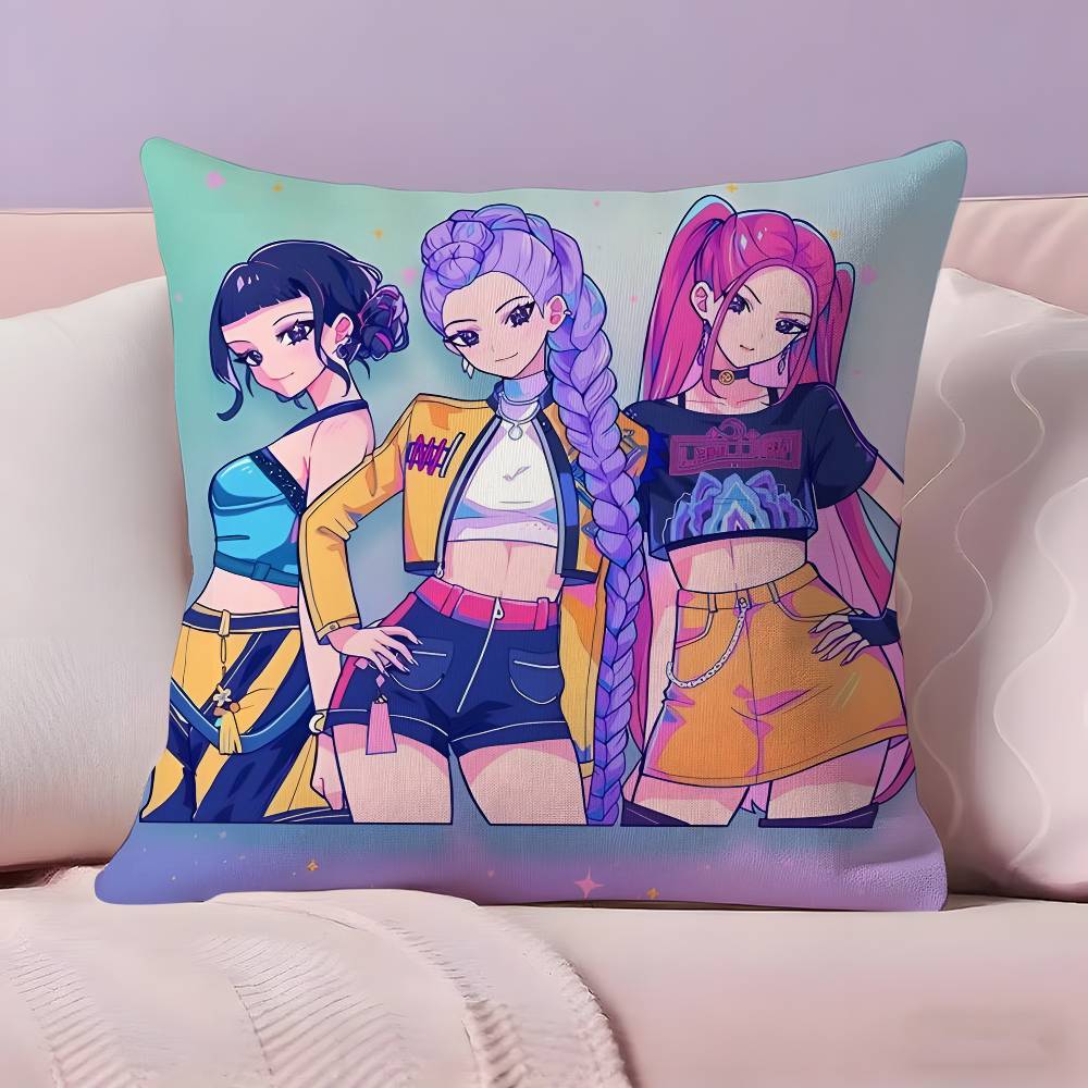 Hot Kpop Demon Hunters Cartoon Pillow Covers Decorative Home Print Square Pillow Bedroom Room Decoration Pillowcase