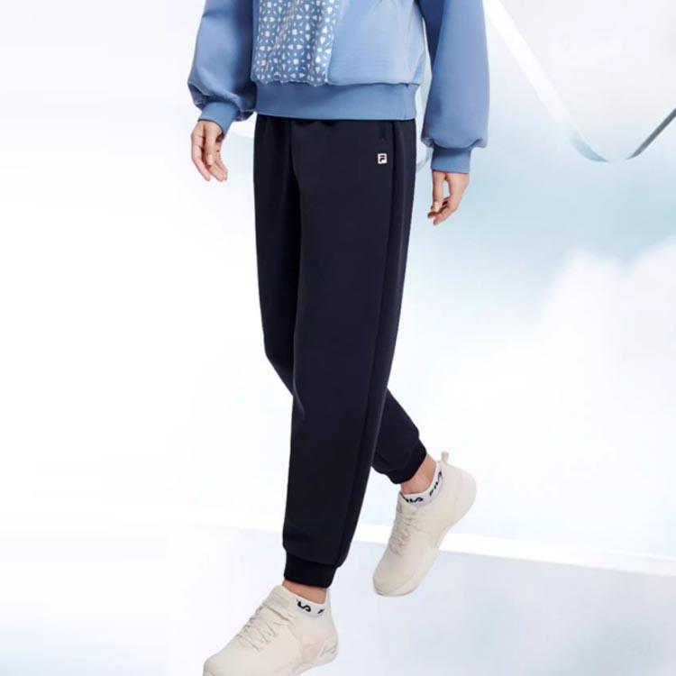 FILA Athletics Solid Color Simple Cuffed Fitness Pants Women pants Dark-Blue A11W311603F-NV
