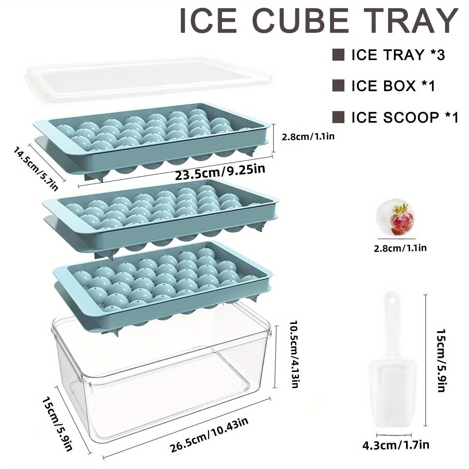

1set Ice Cube Tray, 3 Packs Round Ice Cube Trays for Freezer, Easy-Release Ice Ball Maker Mold with Removable Lid and Bin Making Ice Balls 1set синий