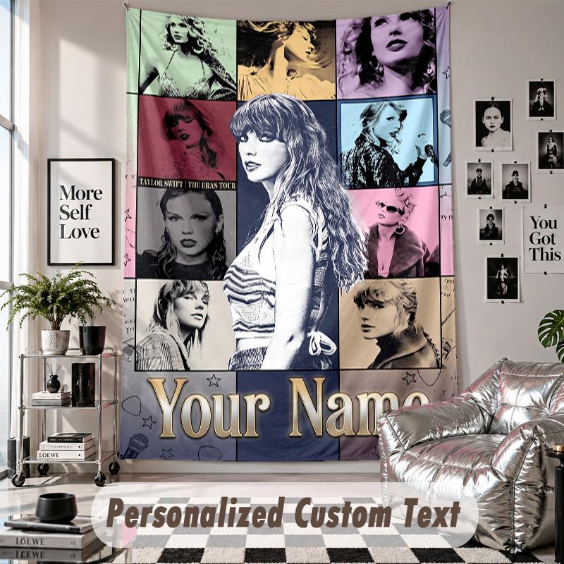 Wall Hanging Tapestry With Custom Name & Text, Taylor Swift Decorative Tapestry For Bedroom