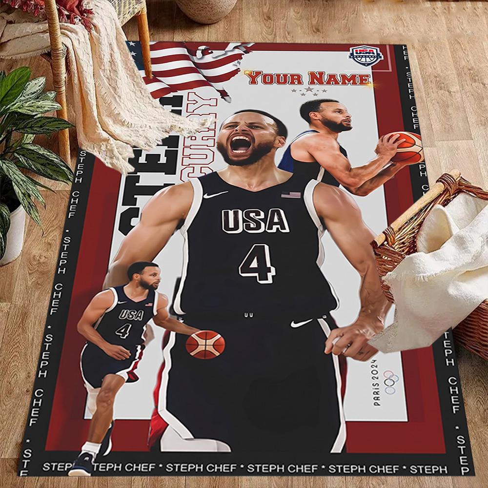 Golden State Curry Player Customized Name Floor Mat Suitable for Decorate Room Kitchen Foyer Dining Room Anti-slip Rug Anime Office Decor