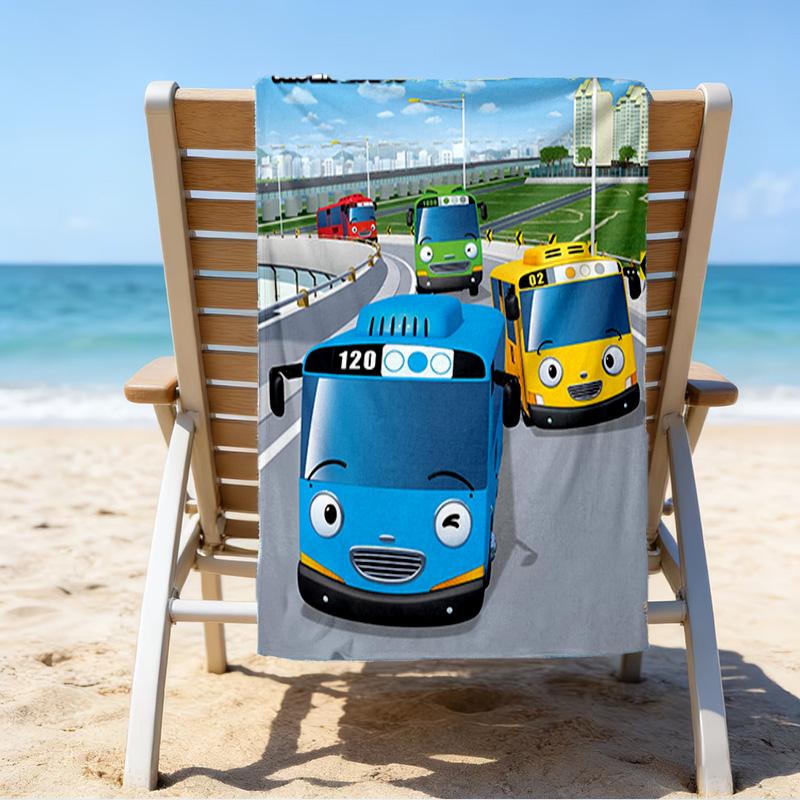 Abenteuer mit Mateo dem kleinen Bus Mikrofaser Strandtuch, Leicht und Schnelltrocknend, für Sommerreisen, Strand-Essential, Schwimmbad Outdoor