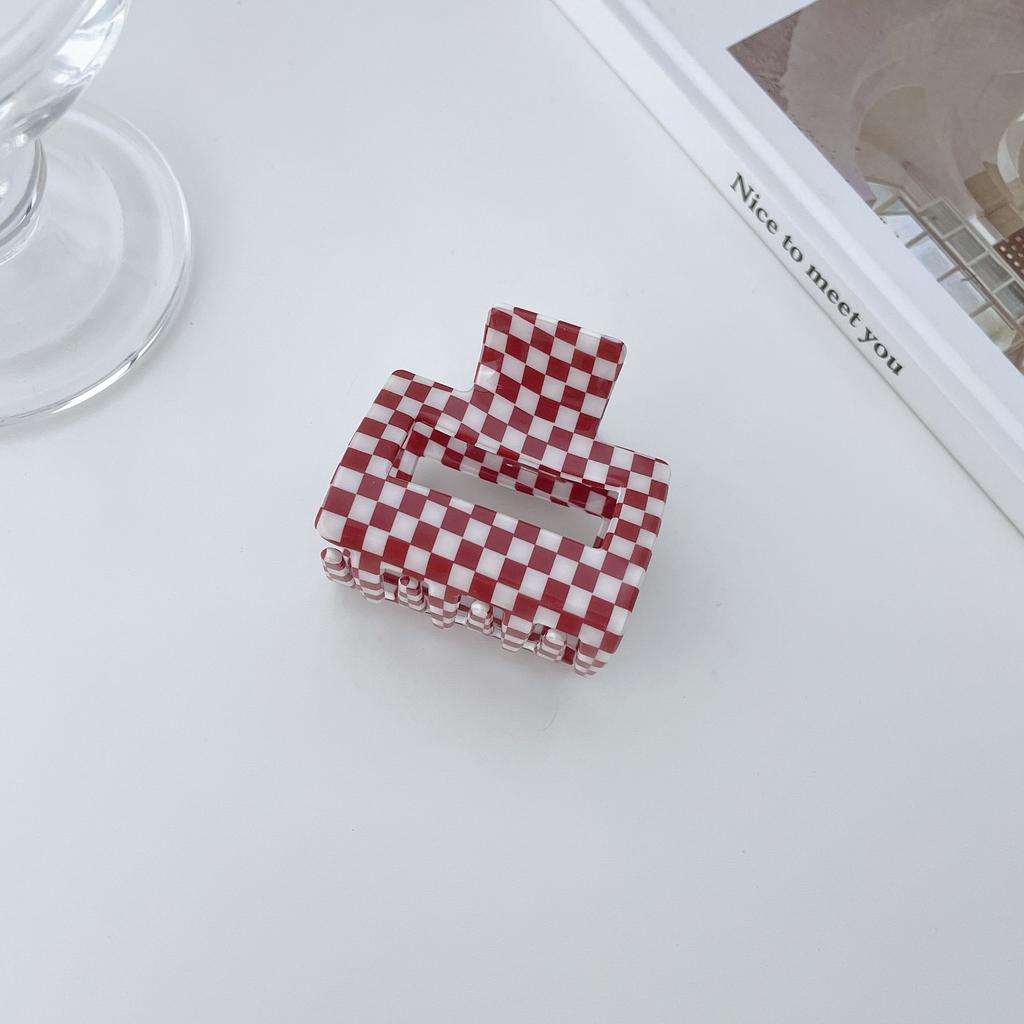 Red Eyecatching And White Plaid Hair Claws For Women Handmade Quality Pvc Stylish Accessories Hair