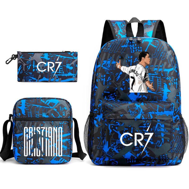 School Bag, Peripheral Printing Three-piece Set, Student School Bag, Backpack, Messenger Bag, Pencil Bag.