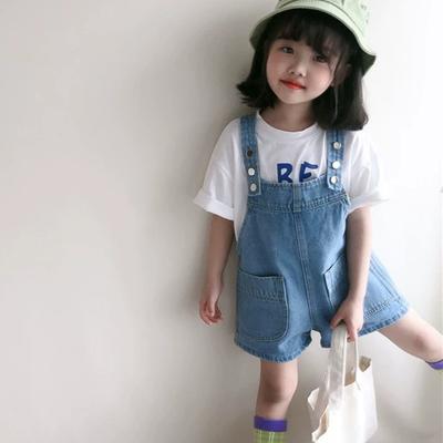 Spring Summer Children Overalls Pants Boy's Jeans Suspenders Shorts Casual Girl's Strap Pants