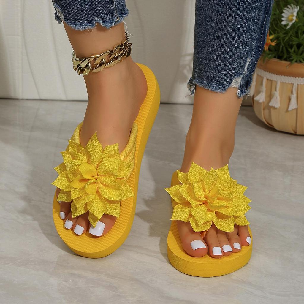 Women's Plus Size Flower Thong Flip-Flops - Unisex Summer Couple's Flat Sandals