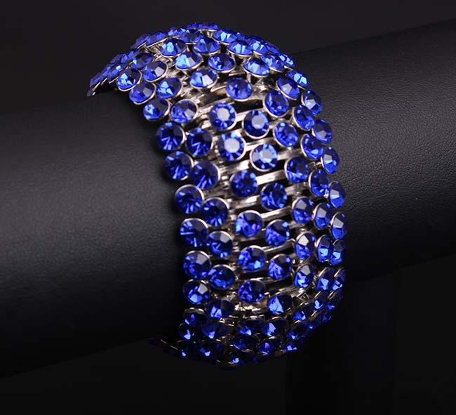 Exaggerated, Super Flash Full Diamond Metal Elastic Wide Bracelet Bracelet Female Big-Name Jewelry