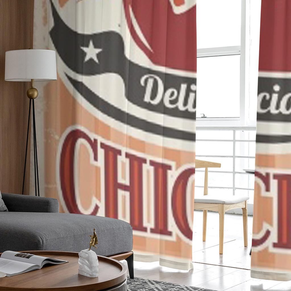 Vintage Fried Chicken Vector Poster Design Sheer Curtains for Living Room Tulle Window Curtain Bedroom Kitchen Veil Drapes
