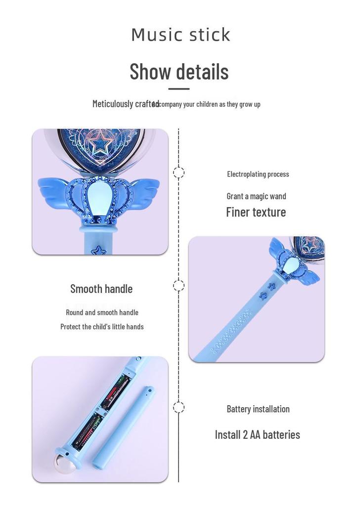 LED Light-Up Fairy Princess Wand with Music - Magical Toy for Girls