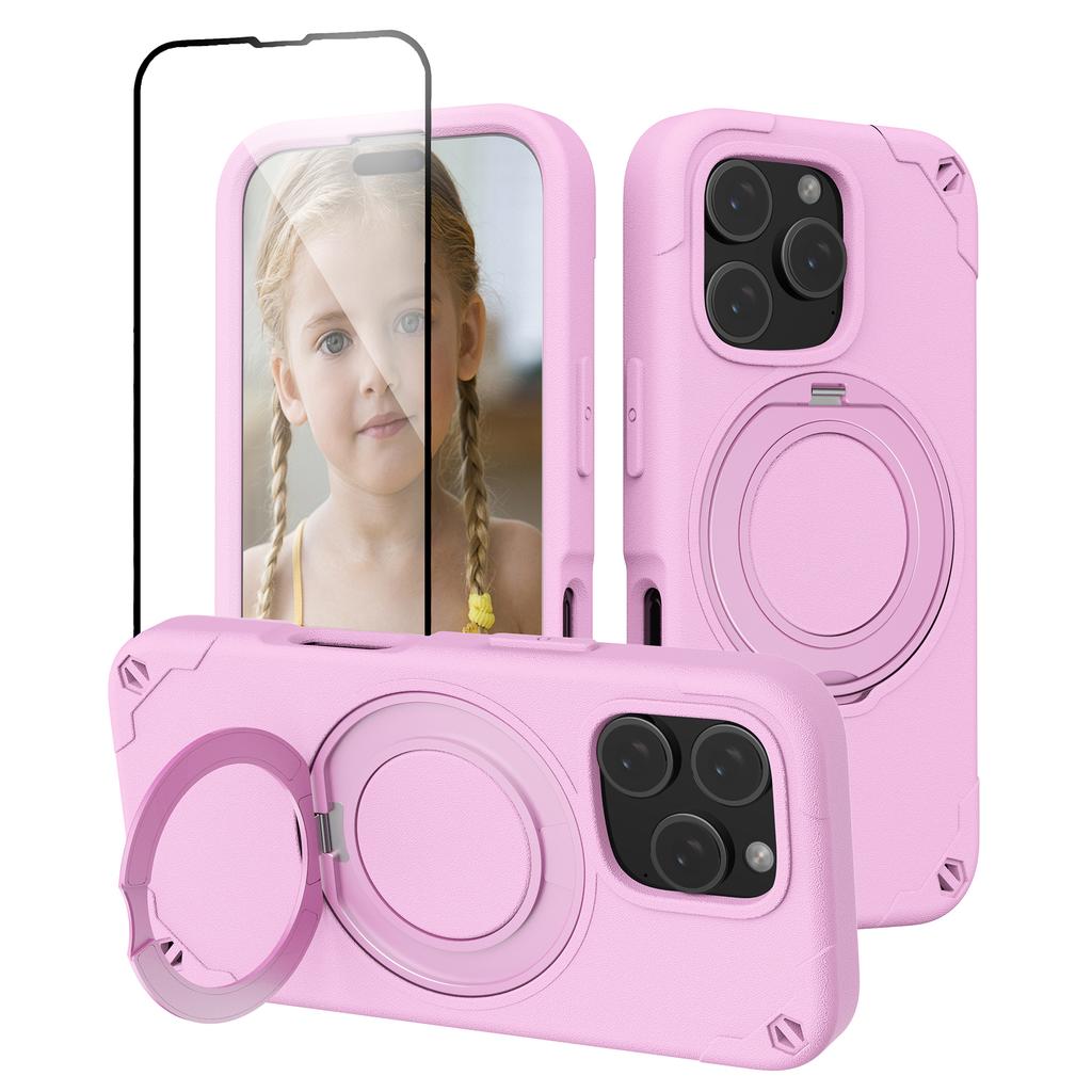 For iPhone 12 Pro Max Case Magnetic Kickstand EVA Phone Cover with Tempered Glass Screen Protector