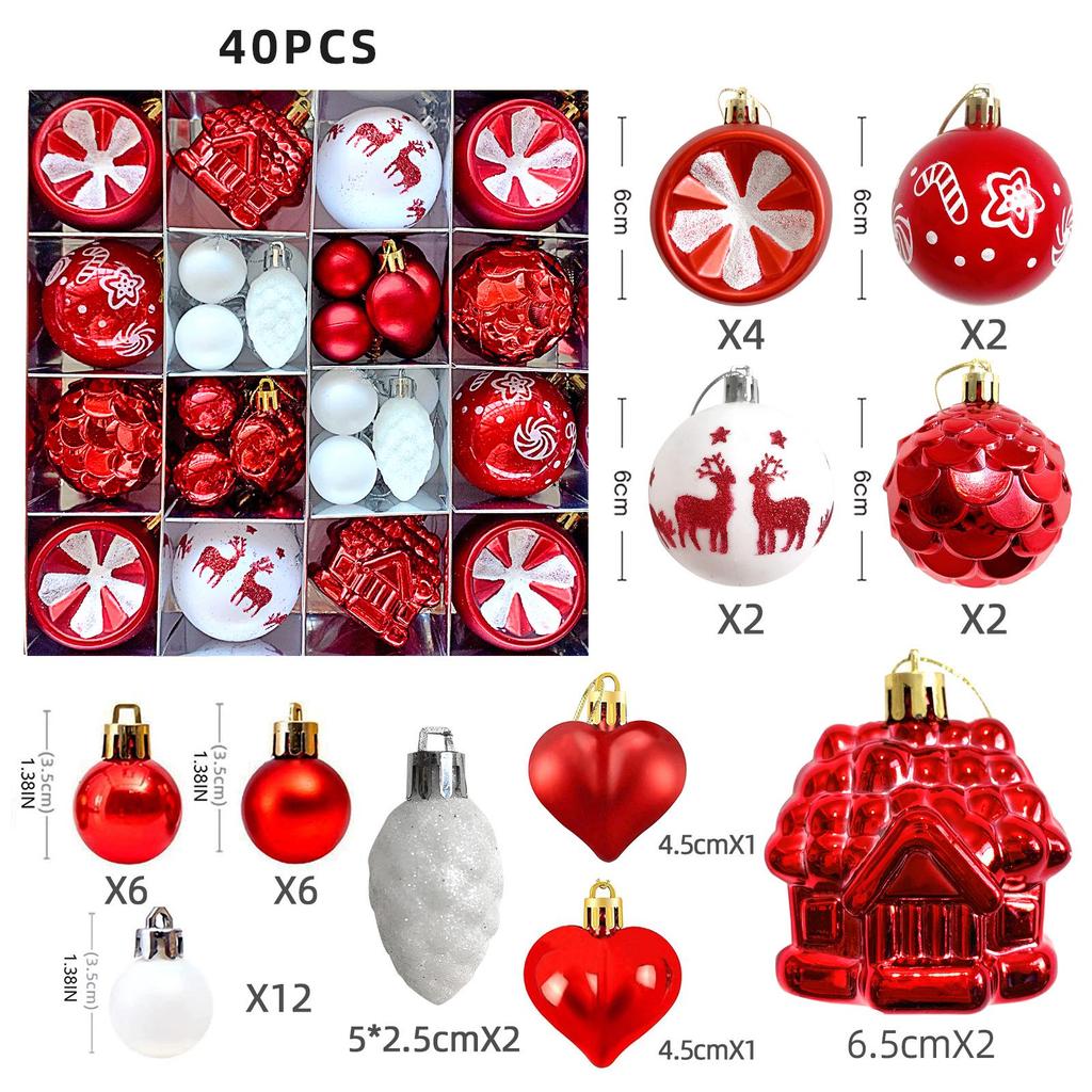 6cm Electroplated Shiny Irregular Christmas Tree Ball Set