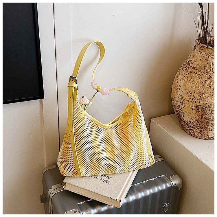 

Premium Underarm Bag Striped Woven Large Capacity Tote Bag Women s Fashion Versatile Casual Shoulder Bag жёлтый