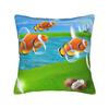 Frutiger Aero Aesthetic Square Pillow Case Tech Great Wave of Kanagawa Fishes Cushion Cover Customized Pillowcover Home 40*40cm