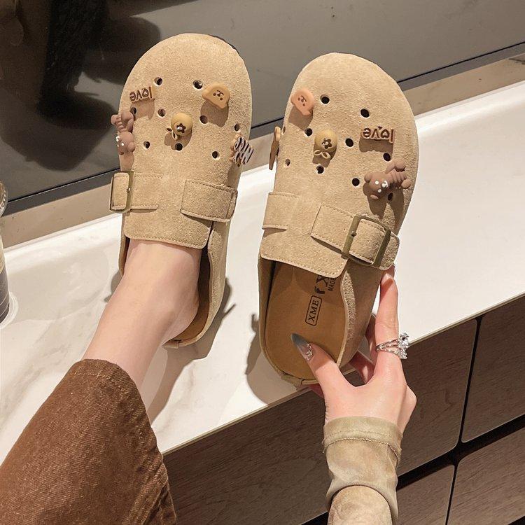 Niche Retro Bag Head Cool Slippers Women's Spring 2025 New Thick-soled Half-pack Boken Shoes Wear Half-slippers