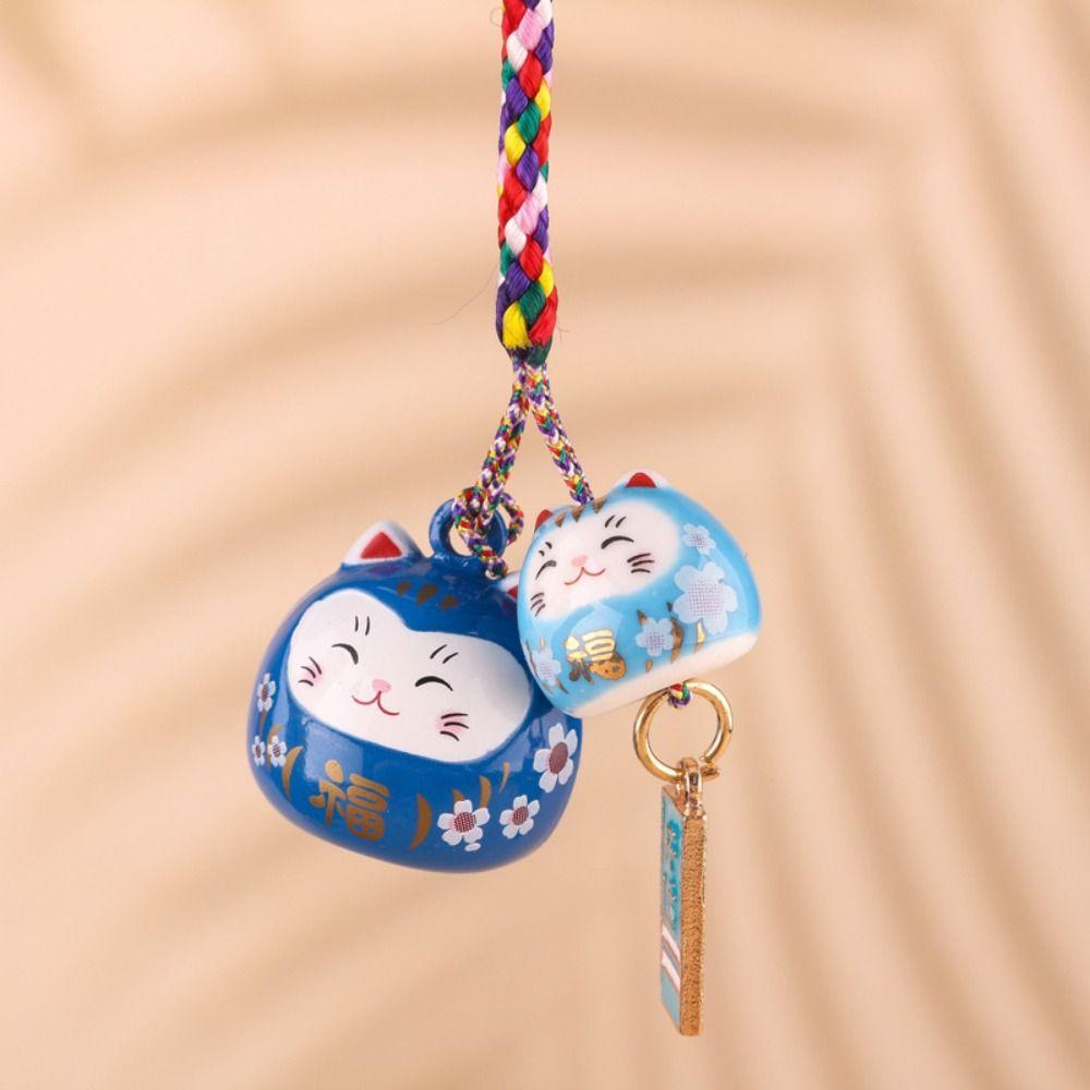 Zinc Zinc Alloy Maneki Neko Key Chain Phone Lanyard Lucky Cat Phone Strap Cute Cartoon Key Charm  Gift