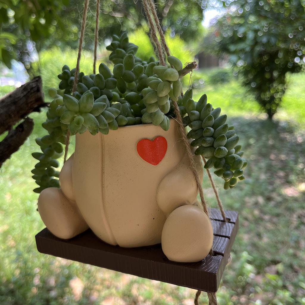 Cute animal resin swing flower pot gardening decoration atmosphere layout garden repair accessories
