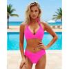 Women's White Halter Triangle Top & High Waist Cross Front Two-Piece Bikini Swimsuit