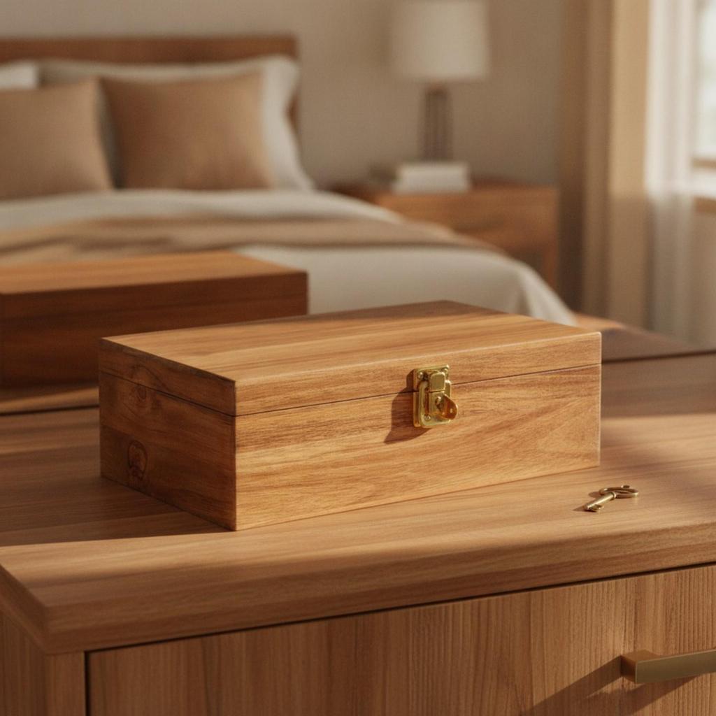 Acacia Wood Keepsake Box Decorative for Wedding Memories, Graduation Mementos