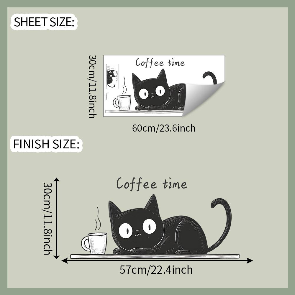 

Мультяшный и Милый Фон Кафе с Черными Котами для Украшения и Декора Наклейки на Стену